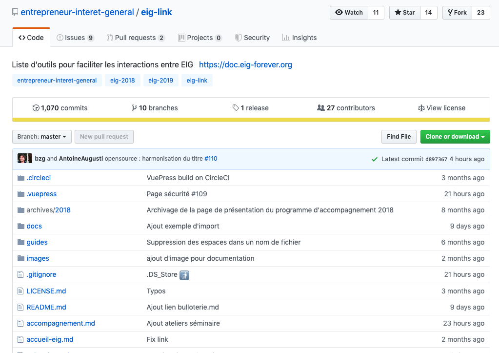 Interface web de GitHub montrant plusieurs fichiers.