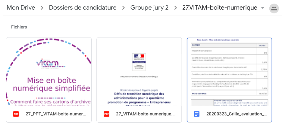 Capture d’écran d’un “kit défi” à disposition du jury